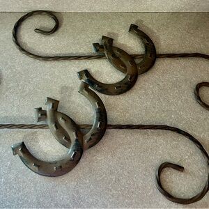 Wrought Iron Horseshoe Wall Hooks - Black